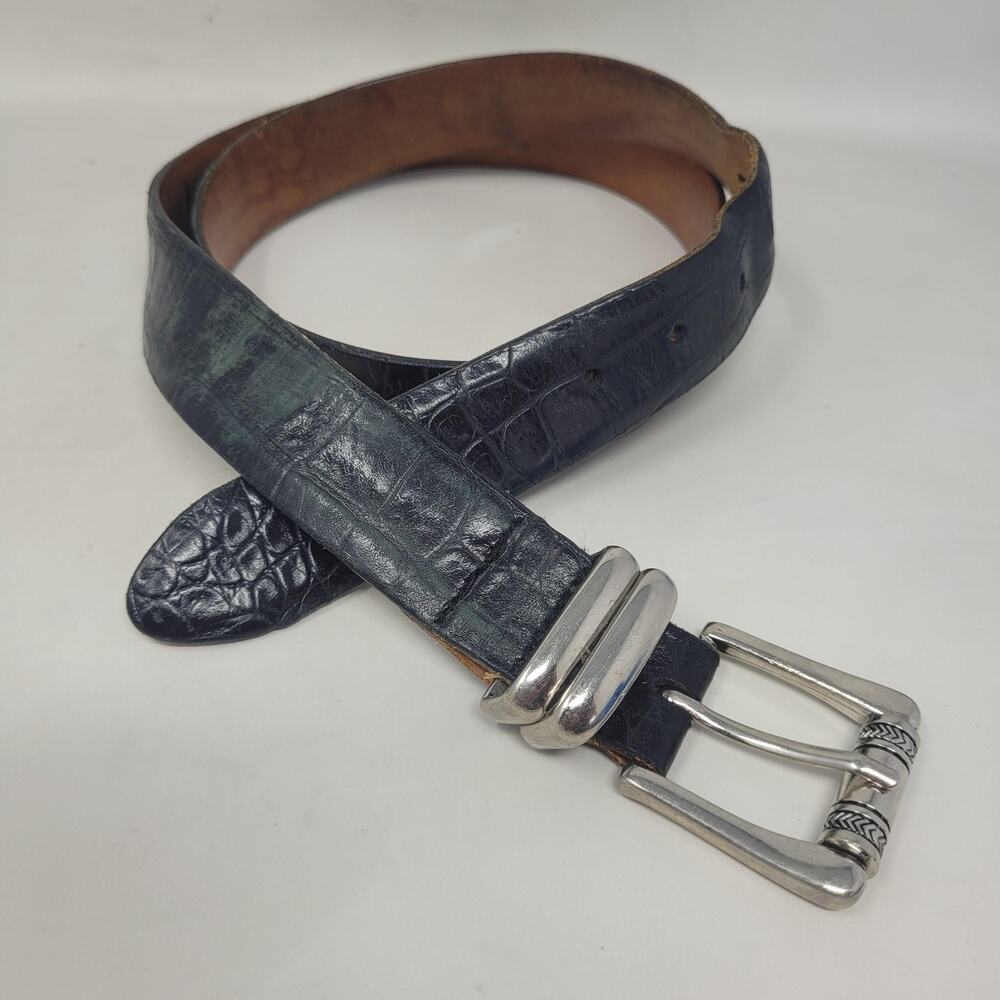 Martin Dingman Belt 38 Black Alligator Grain Leather Handmade USA Western Cowboy